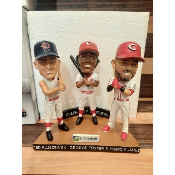 CINCINNATI REDS TRIPLE‎ BOBBLE HEAD QUEEN CITY SLUGGERS Kluszewski Foster Suarez - Picture 5 of 15